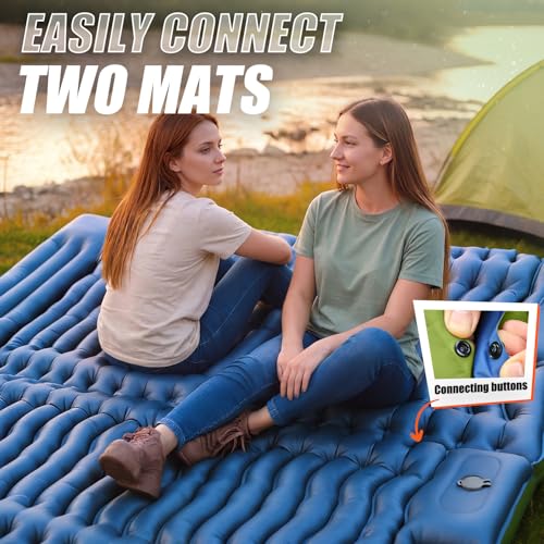 Image of FUN PAC Camping Sleeping Pad,with Foot Pump and Pillow - Ultralight Compact Sleeping Mat for Backpacking, Hiking, Tent - Portable Single Inflatable Mattress for Outdoor