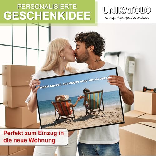 Unikatolo Personalisierte Fußmatte mit deinem Foto Bedruckt, Fußabtreter, Vorleger, Schmutzfangmatte Flur Eingangsbereich, Geschenkidee Hochzeit, Richtfest Einzug, Jubiläum, Hundefoto (50 x 35 cm)