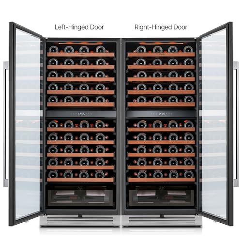 Image of Ca'Lefort 24 Inch Wine Fridge Set, 180 Bottle Capacity Dual Zone Wine Cooler Refrigerator, Built-in Glass Door Wine Fridge with Adjustable Shelves & 3 LED Lighting for Home Bar Kitchen (Two 24 inch Units)