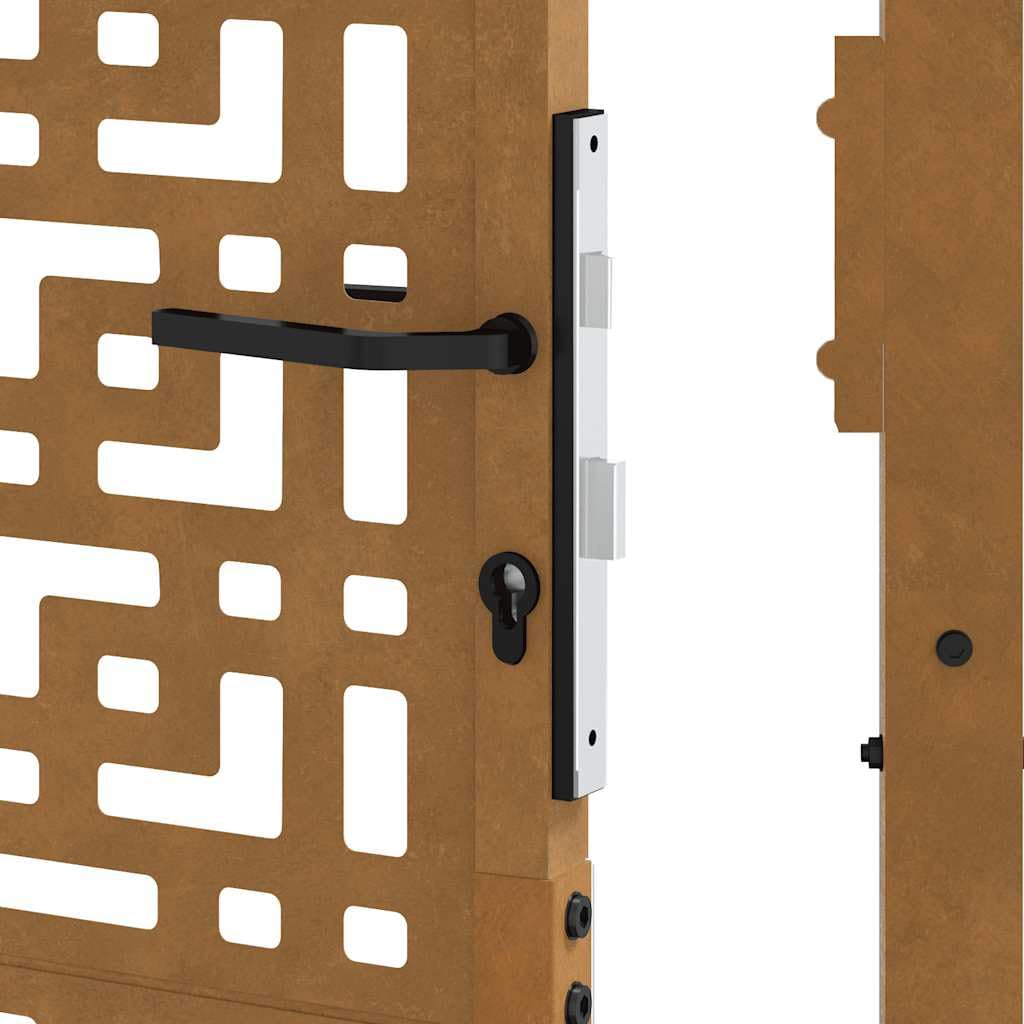 vidaXL Porte de Jardin Acier résistant aux intempéries Design croisé, Porte de clôture, Porte extérieure, Porte en métal, Porte de sécurité