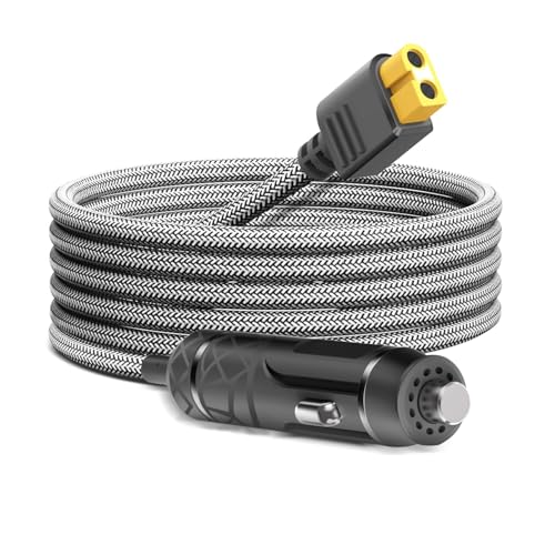 KFD XT60 Car Charger 12V/24V DC Input Adapter for ECOFLOW DELTA 2/3 River 3 RIVER 2 MAX Portable Power Station Anker SOLIX C200 C300 C800 C1000 Solar Generator 16AWG XT60 Plug Car Charging Cable