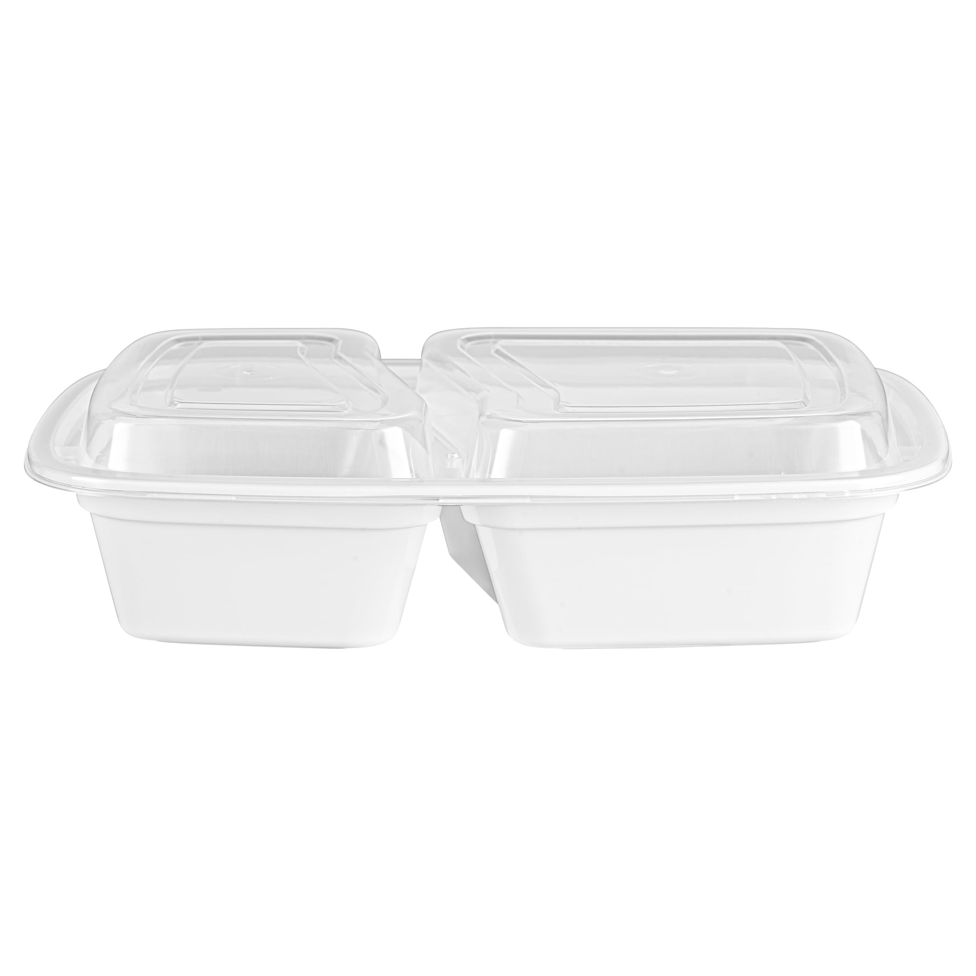 Asporto - Recipientes de preparación de comidas de 2 compartimentos de 32 onzas, 100 recipientes de preparación de comidas sin BPA, aptos para microondas, desechables, recipientes de plástico blanco