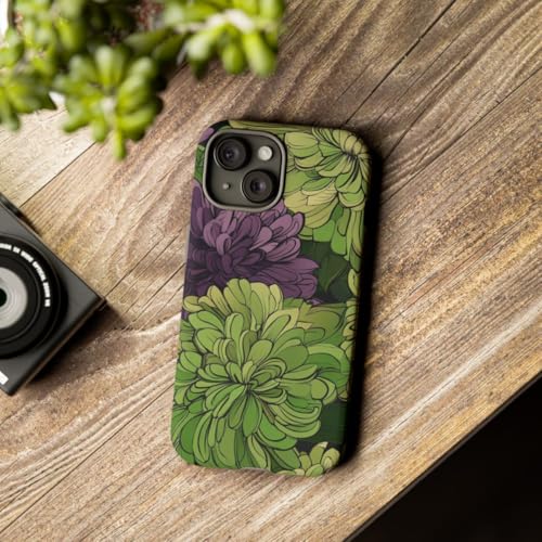 Coque iPhone 15 protection mate chrysanthème contre les traces - 3