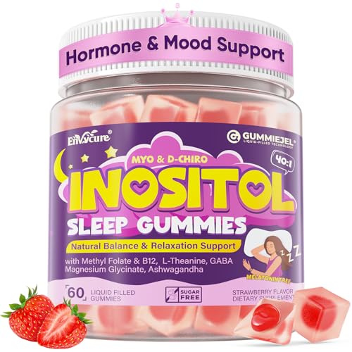 Myo-Inositol & D-Chiro Inositol Gummies for Women & Glp-1 Users – 40:1 Ratio with Magnesium, Ashwagandha, Vitamin B6 B12 & Methylfolate – Hormone Balance, Mood, Calm, Sleep & Metabolic,Sugar Free,60ct