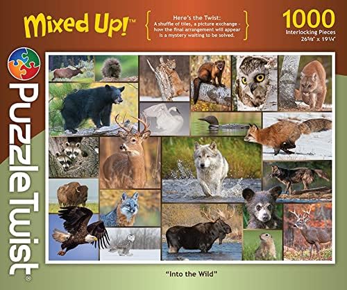 PuzzleTwist - Into The Wild - 1000 Piece Jigsaw Puzzle, Mixed Up! Series, Unique Challenging Fun for Adults Family Teens, Made in USA