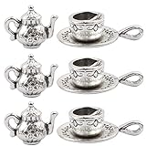 AUEAR, 40 Pack Teapot Tea Cup Charm Pendant Coffee Mug Charms for Jewelry Making Braclet