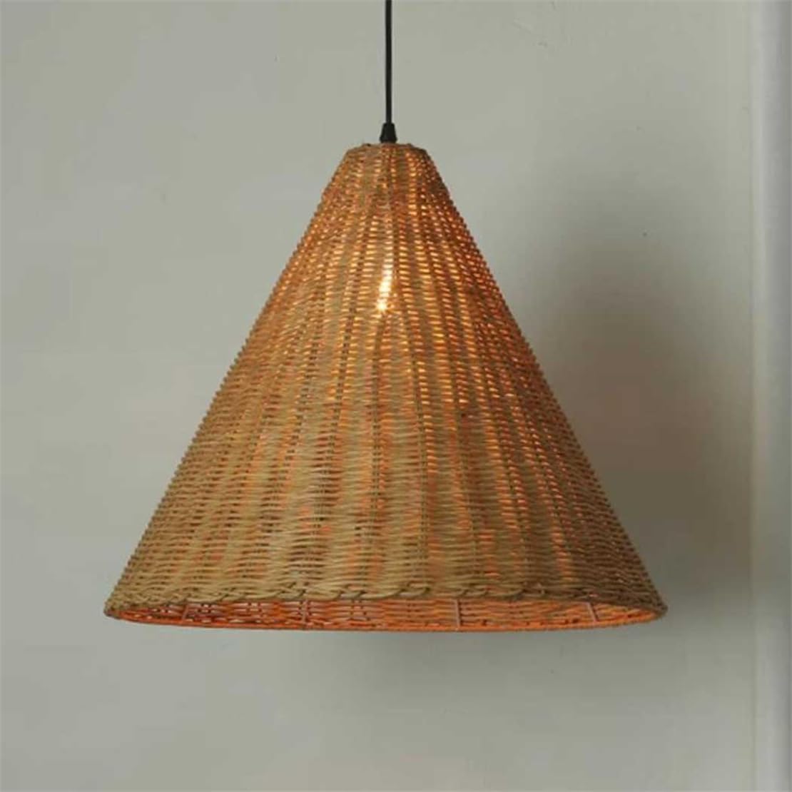 CSSYKV Rattan Farmhouse Chandelier Weaving Cone Shape Light Fixtures Wabi-sabi Art Illumination Rustic Style Large Hand Woven Wicker Pendant Lights for Dining Room, Kitchen, Living Room, E26 Base