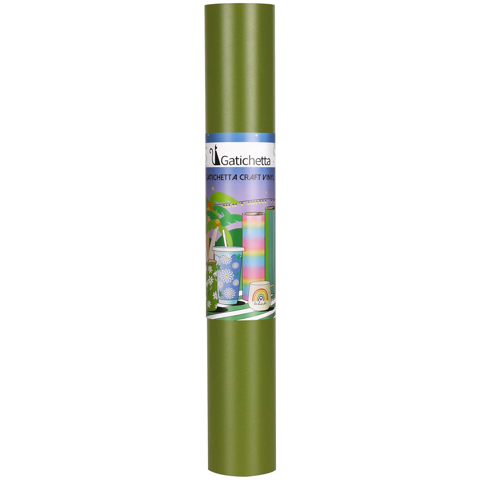 Rollo de vinilo autoadhesivo para manualidades (30,5 x 3 m), color verde Olivia