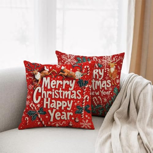 Housse de coussin en lin imperméable 65x65cm Noël décoration haut de gamme