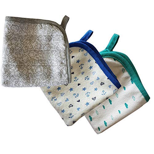 Débarbouillettes bébé mousseline Wildcollect lot de 3 serviettes toilette rayures multicolores