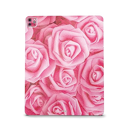 Image of MightySkins Carbon Fiber Skin Compatible with Apple iPad Pro 12.9 inch M2 6th Gen (2022) Full Wrap Kit - Super Pink Roses | Protective Durable Textured Carbon Fiber Finish | Easy to Apply Made in The USA