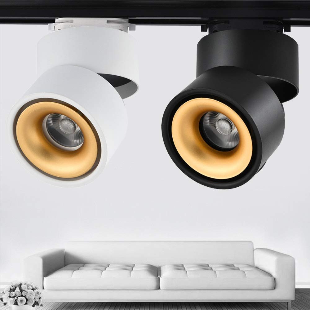 Barras De Focos 1 PCS15W 12W 10W 7W 360 ÁNGULO AJUSTE LUZ AJUSTABLE DIMMABLE LED Luz de la pista de la guía de la guía LáMpara De Techo (Body Color : 10W Black Dimmable)