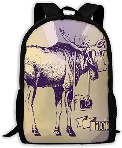 Mochila Impresa En 3D Escolar con Estilo Cool Moose Print para Adultos De Viaje Bolsas