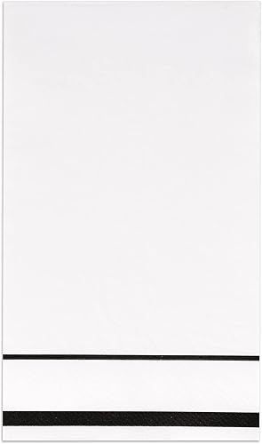 Gift Boutique Paquete de 100 servilletas desechables de papel desechables con borde negro, elegante servilleta de mano para baño, boda, vacaciones,