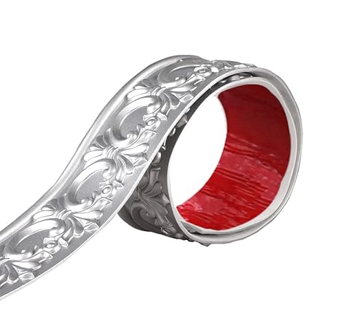 Itta 2-1/2 Inch X 10 Feet Flexible Molding Trim Self Adhesive, Peel And Stick Caulk Trim Crown Molding For Ceiling Wall Cabinet Door Mirror Frame Home Office Hotel Décor(Silver) #TOP9