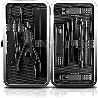 JamBer Manicure Set 15 in 1 Stainless Steel Professional Nail Clippers Scissors Pedicure Set Grooming Kit for Thick Nails Cuticle Remover Toe Nail Toenail Care Travel Tool Kit Gift for Men Women