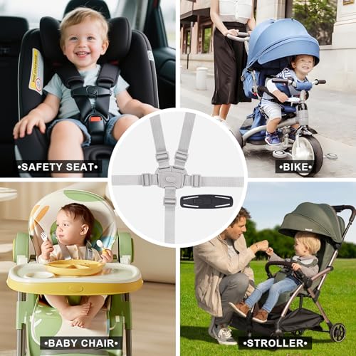 Image of High Chair Straps Replacement, 5 Point Safety Harness with Adjustable Length & Chest Clip, Easy to Install Straps Belt, Highchair Accessories Compatible with Graco