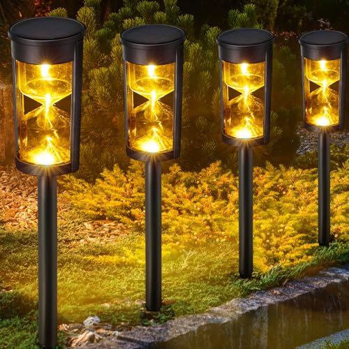 Image of MAGGIFT 6 Pack Solar Pathway Lights - New Upgraded Hourglass Shape Solar Garden Lights - IP65 Waterproof Powered Landscape Path Lights for Yard, Lawn, Patio