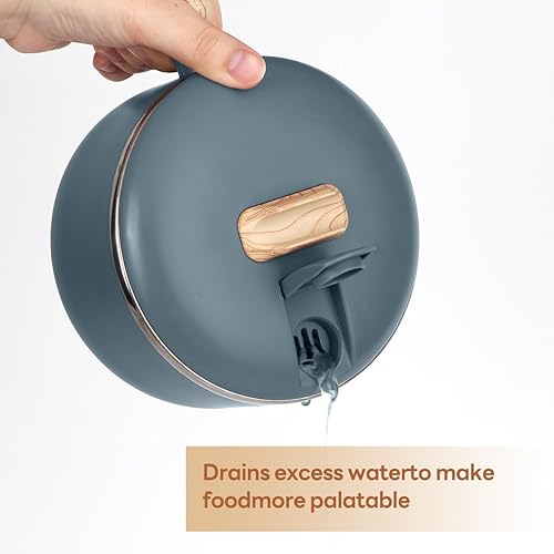 Miniatura 3 de ALXBSONE Tazón de sopa de ramen de 40 onzas con tapa y asas, fideos, pasta, cereales, ensalada, cuencos de acero inoxidable con orificio de drenaje,