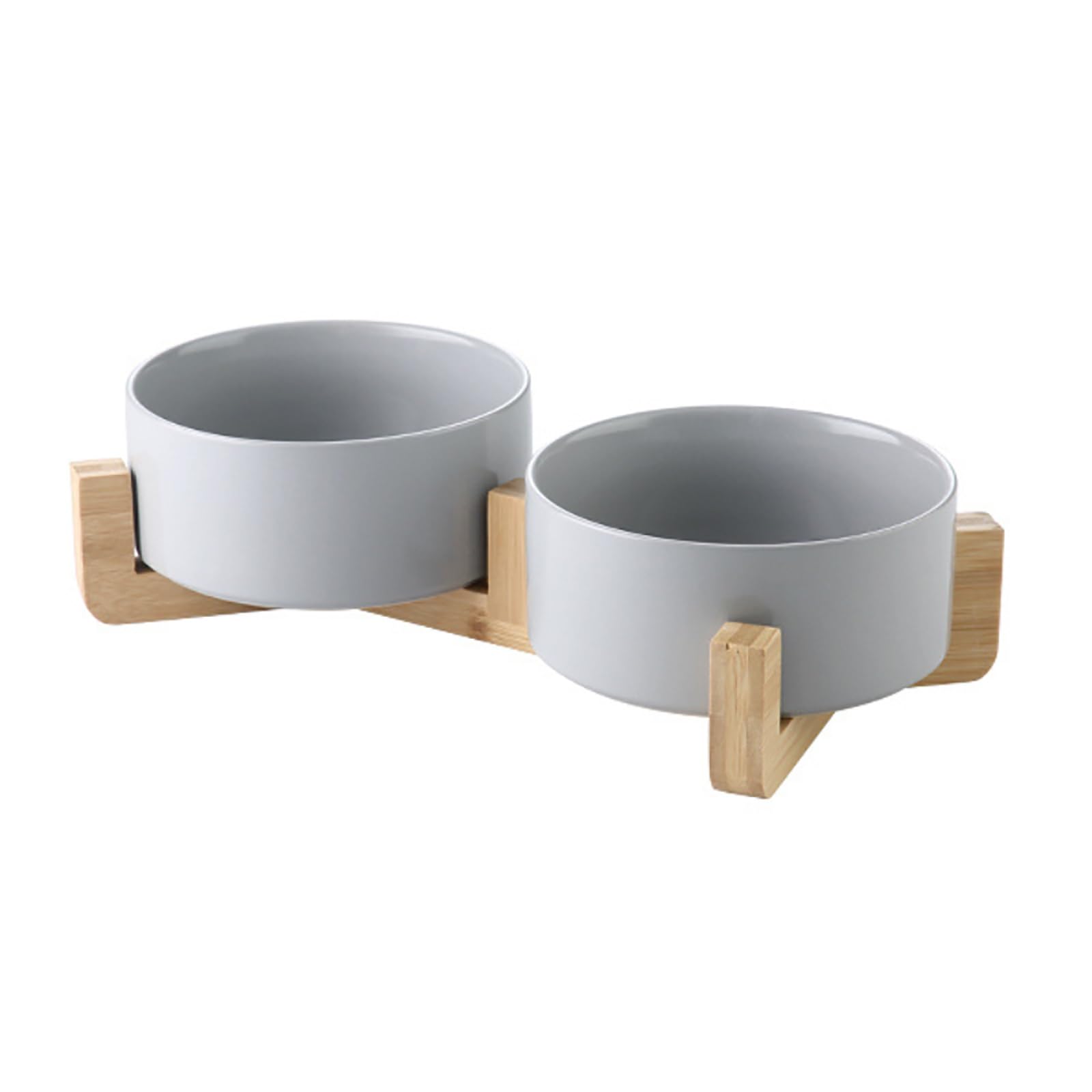 Cat Bowls, Cat Bowls With Removable Wood Base, Ceramic Elevated Cat Bowls, Cat Bowls Whisker Friendly, Dog Food Bowl for Cats And Puppy