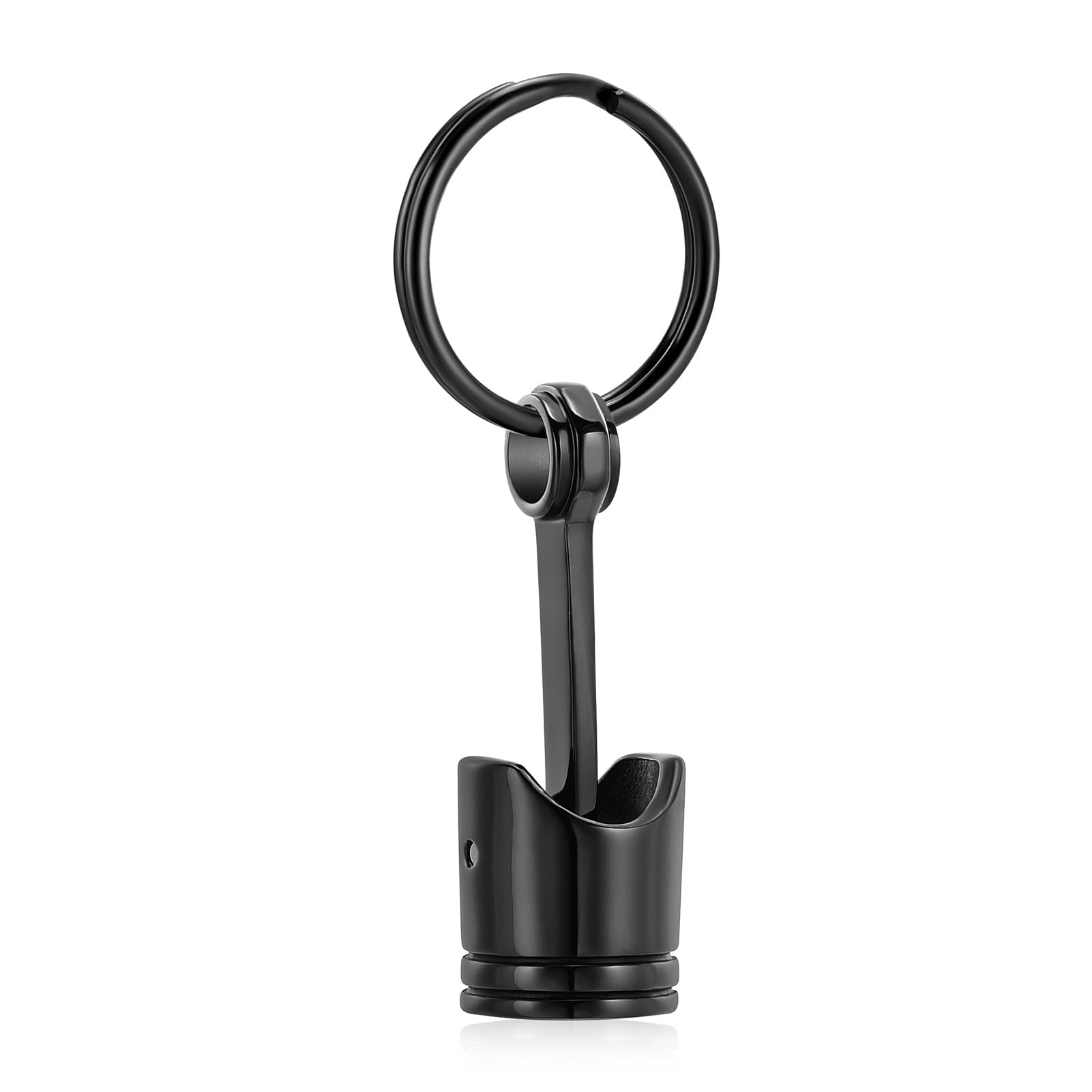Car Parts Stainless Steel Piston Cremation Urn Necklace For Men Keepsake Memorial Jewelry Hold Ashes(Black-Keychain)