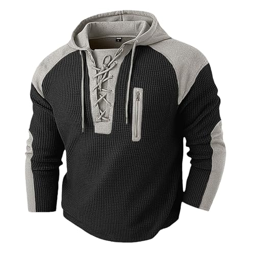 Sudadera sin mangas hombre con capucha diseño de empalme gamuza negro talla XXXL para uso diario