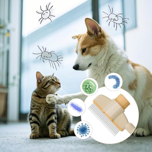 Image of [ 2 Packs ] Flea Comb for Dogs and Cats with Release Button Fine Tooth - Dog Comb for Grooming Massaging and Cleaning - Pet Comb for Dogs and Cats, Comfort and safety