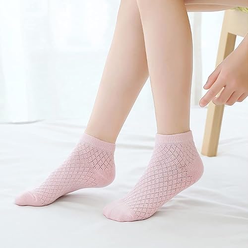 Miniatura 6 de Looching Paquete de 5 calcetines delgados de malla para bebés, niñas y niños, de algodón, color blanco, calcetines de tobillo invisibles 1-8T
