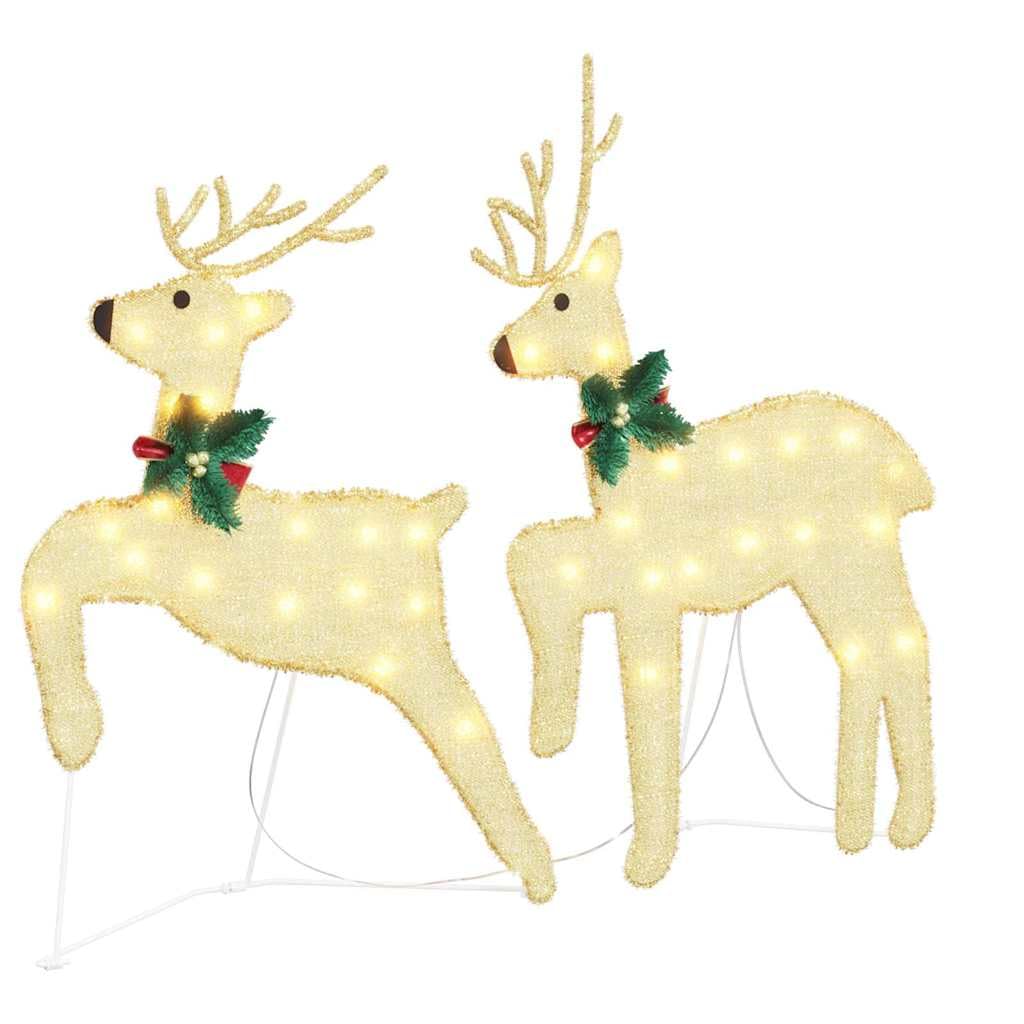 vidaXL LED Rentiere 6 pcs Gold Stoff, Weihnachtsdeko für den Wohnraum, Art Deco LED-Rentiere, haltbare Beleuchtung, festliche Figuren, moderne Garten Deko