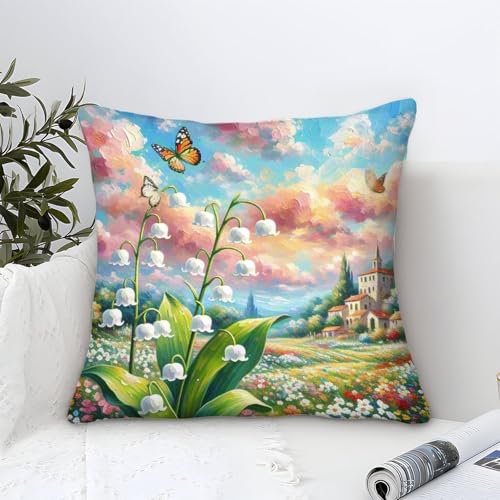 YYVKPMLXC Funda Cojines Muguete Moderno Patrón,Campo de Flores...