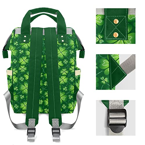 Personalized Green Clover Diaper Bags Backpack Custom Text Bag Boy Girl Gifts for Mother Father4