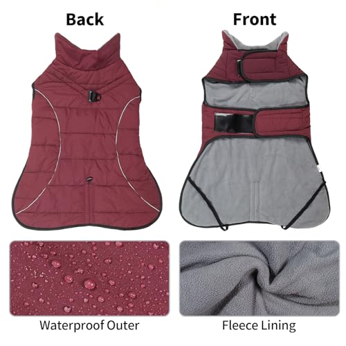 LIANZIMAU Hundejacke Wasserdichter Hundemantel Reflektierende Jacke für kaltes Wetter mit weichem Fleecefutter Warmer Mantel