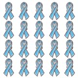 WANDIC 20 pines de cinta azul claro con diamantes de imitación para concienciación sobre el cáncer de próstata, eventos de luto