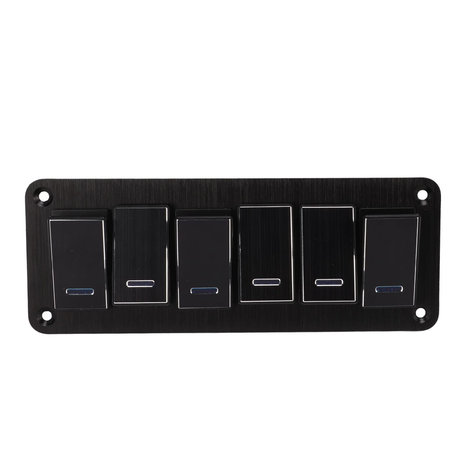 Fabater 6 Gang Wodoodporny Panel Przełącznika Dwupozycyjnego DC12V-24V 30A Wstępnie Okablowany 3PIN Niebieskie światło Tła Stop Aluminium dla łódź Morska RV Jacht Samochód