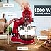 Bosch Küchenmaschine Serie 4, integrierte Waage, Edelstahl-Schüssel 3,9 L, Mixer 1,25 L, Kunststoff-Schüssel, spülmaschinenfest, 3x Rührelemente, Durchlaufschnitzler, 1000 W, Dunkelrot, MUM5X734