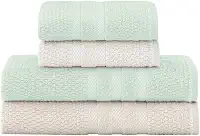 Jogo De Banho Buddemeyer Vanilla Extra Soft 100% Algodão Toalha Alta Absorção Macia Grande 4 Peças - Banho e Rosto - Presente (Bege Verde 3214/1171)