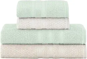 Jogo De Banho Buddemeyer Vanilla Extra Soft 100% Algodão Toalha Alta Absorção Macia Grande 4 Peças - Banho e Rosto - Presente (Bege Verde 3214/1171)