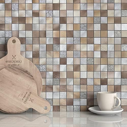 VAOVI 3D Self-Adhesive Wall Tile Stickers for Kitchen Splashbacks,Splash Back Sticky Tiles Metallic Tiles Mosaic Tiles Bathroom Square(5sheets,Brown)
