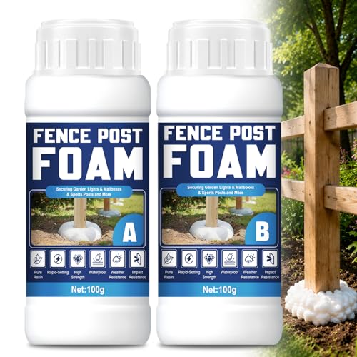 Fast-Setting Fence Post Foam | Expanding Polyurethane Expanding Foam for Fence Posts for Fence Mailbox Deck & Anchor | Waterproof Post Hole Foams Filler | Easy Concrete Alternative Mix