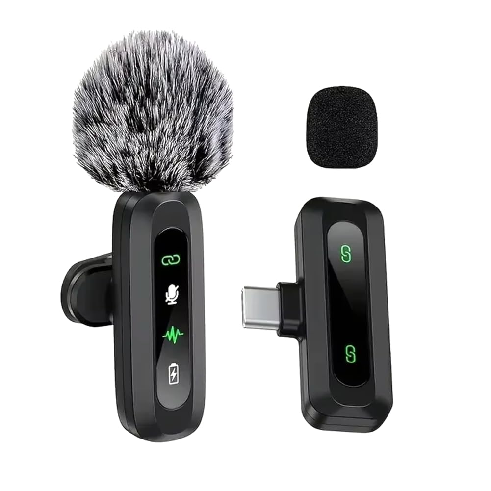 Tassteen J3 Wireless Lapel Microphone USB Type-C Connector Noise Cancellation Mic for Streaming Unidirectional- Pattern A