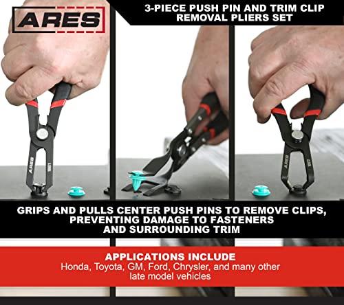 image for ARES 10074 – 3-Piece Push Pin and Trim Clip Removal Pliers Set – 3