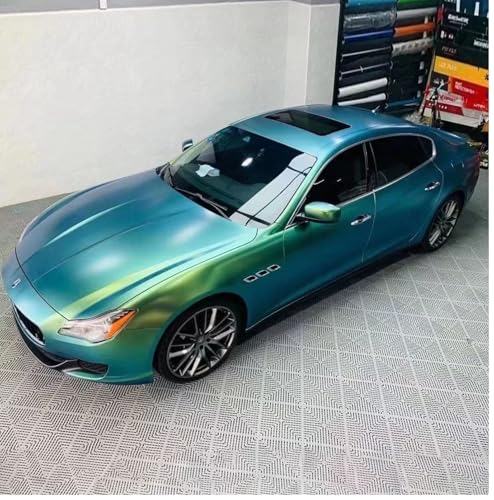 Image of WISDOM Premium Chameleon Vinyl Wrap Color Change Metallic Vehicle Decals Air Release Self Adhesive Car Wrap for Automotive Exterior Interior (Chameleon GRREN, 20 Inch X 5 Feet)