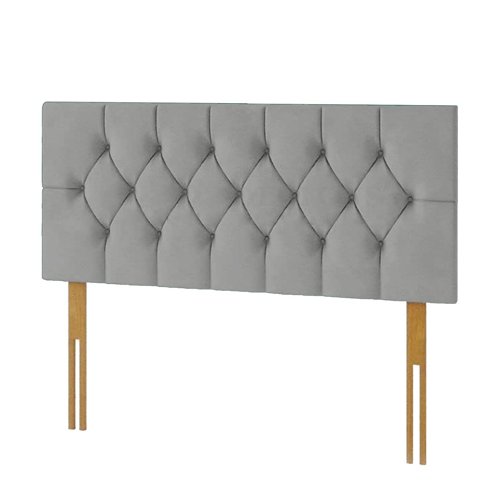 Kiswa collection Chesterfield Headboard | Plush Velvet Upholstered Headboard Matching Buttons Extra Padded Lined Bed Headboard for Bedroom Hotel Furniture (Grey Matching Buttons, 4ft Small Double)
