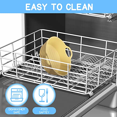 3-Pack Ceramic Air Fryer Liners Reusable, Air Fryer Pans Ceramic, Ceramic Pots For Air Fryer 5 Qt Or Larger, Easy Cleaning Ceramic Bowls Air Fryer Oven Accessaries (8 Inch Round: Yellow+Green+White) #TOP6