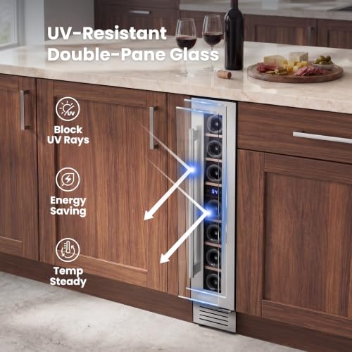Image of Yeego 6 Inch Wine Fridge, 7 Bottle Wine Cooler with Right-Hinged