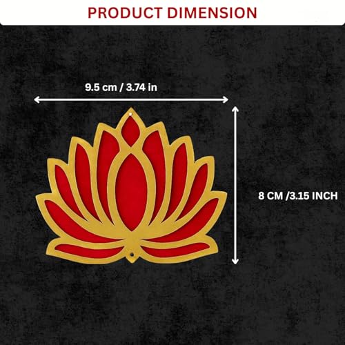 Image of ARLICORPING Wooden Lotus Wall Hanging for Festive Decoration - Diwali, Ganpati, Pooja Room, Mandir, Living Room, Door, Hall, Entrance, Spiritual Decor (Lotus - Red, Pack of 6)