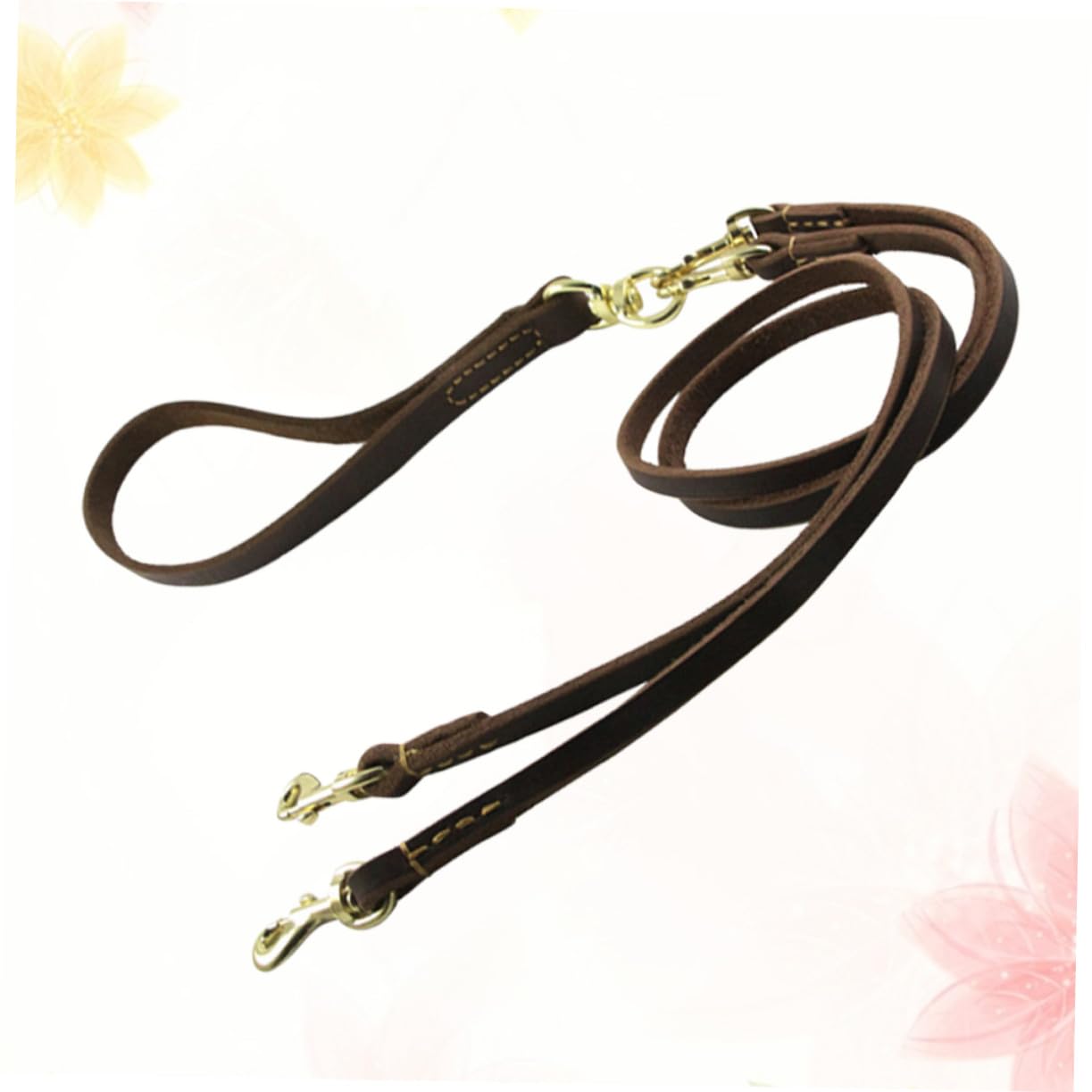 Laisse pour Chien Double Tête en Cuir de Vache 1 Pièce | 1, 6 X 120cm, Couleur Café, Réglable et Légère, pour Chien et Chiot en Déplacement