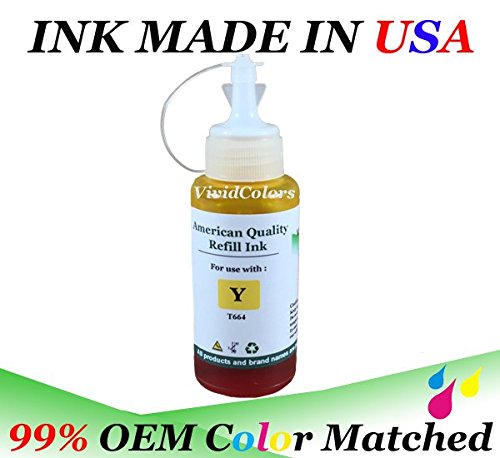 VividColors Yellow Refill Ink Bottle 664 T664 T6644 Kit for use ET-2500 ET-2550 ET-4500 ET-2500 ET-2550 ET-4500 ET-4550 ET-3600 ET-2600 ET-2650 ET-14000 ET-16500 Printer