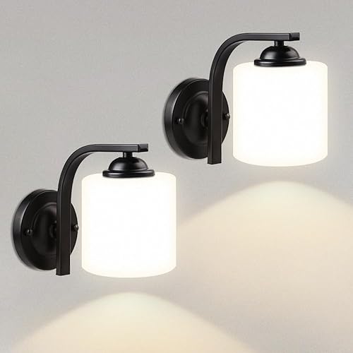 Miniatura 12 de CANMEIJIA Aplique de pared con 2 luces, accesorio moderno de iluminación de pared, luces de tocador de baño con lámpara de pared mate negra