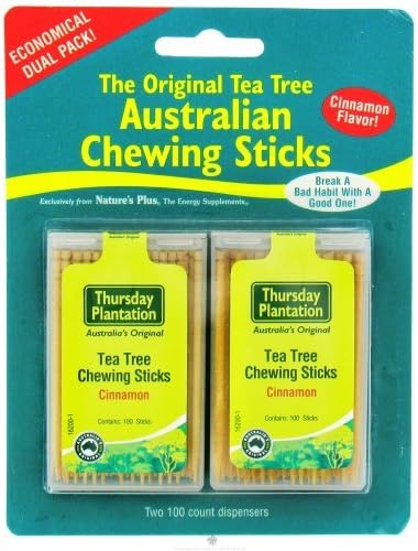 Tea Tree Chewing Sticks Dual Pack - Cinnamon Thursday Plantation 100 + 100 Toothpick by Nature's Plus